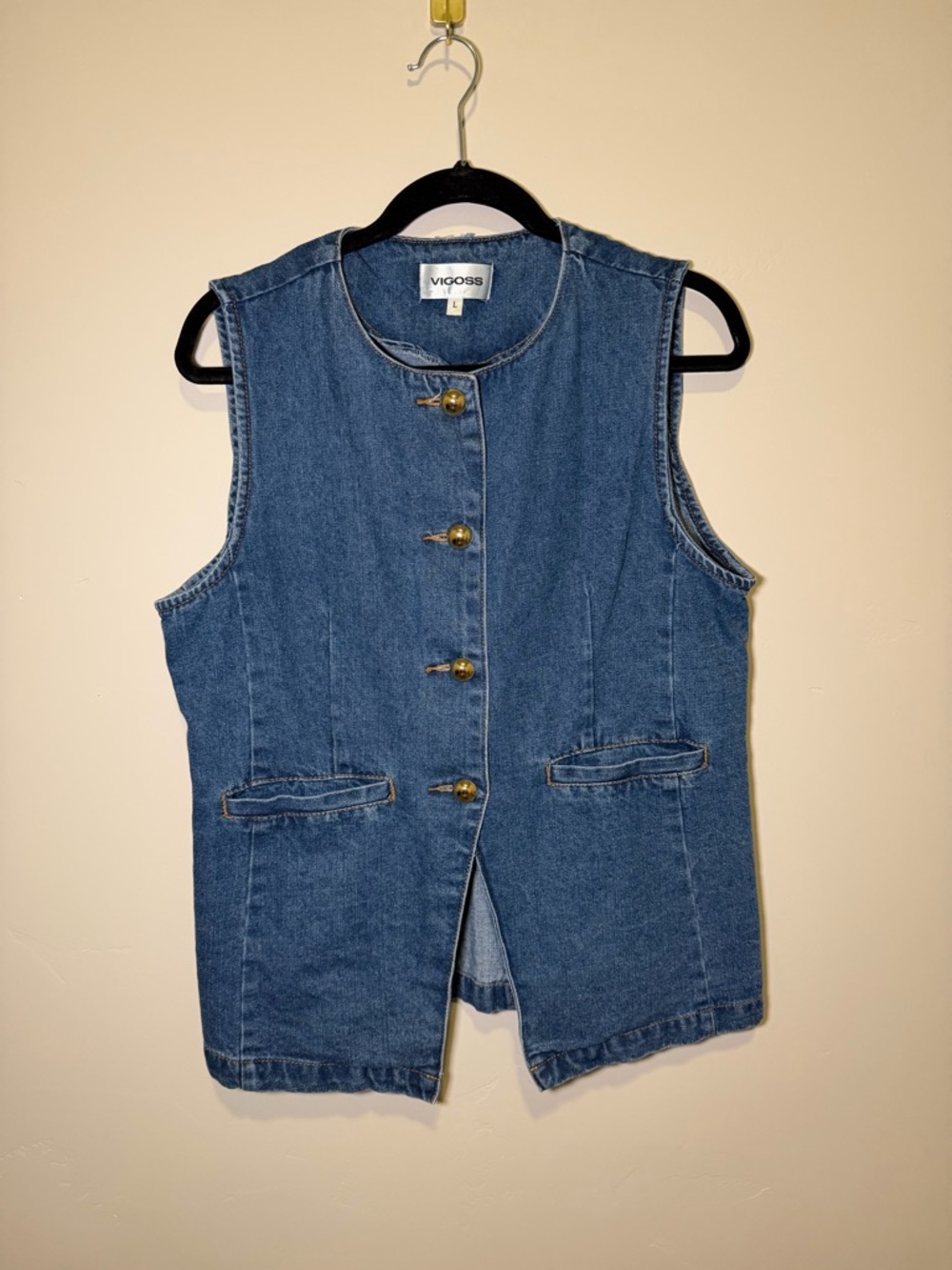 Vigoss Girls' Denim Button-Front Vest in Blue